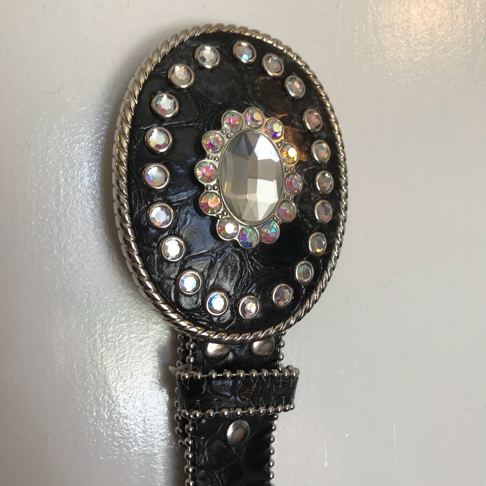 Nocona Belt Co Black Crystal Studded (Size L)